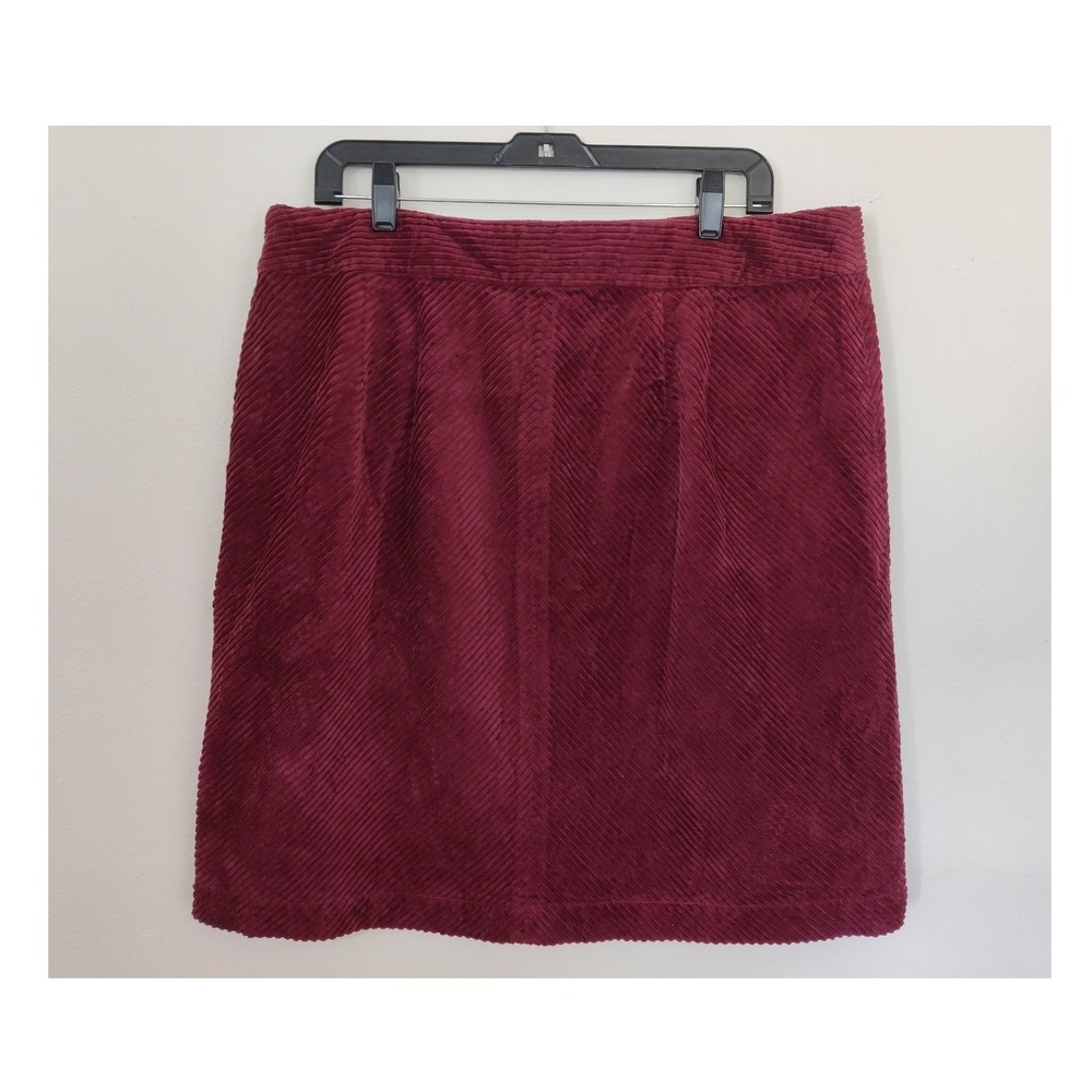 Talbots Burgundy Corduroy Skirt Womens Size 16 100% Cotton Preppy Twee Office